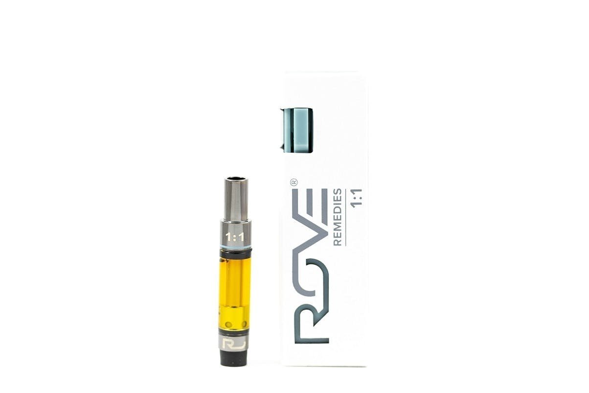 Strawnana Rove Remedies CBD cartridge, 1G 1:1 THC:CBD